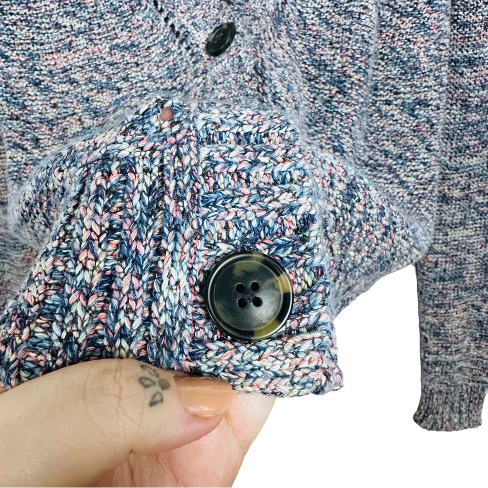 American Eagle Slouchy Marled Knit V Neck Button Up Grandpa Cardigan Sweater M - Picture 4 of 9